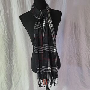 Pierre Cardin Black and White Plaid Scarf